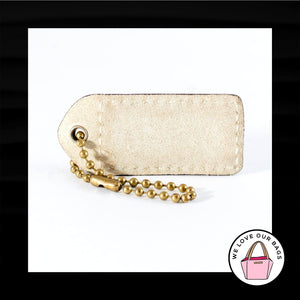2" Medium COACH White LEATHER & SUEDE Brass Key Fob Bag Charm Keychain Hang Tag