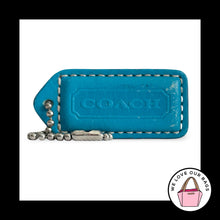 Load image into Gallery viewer, COACH Y2K VINTAGE Hang Tag 2" Blue &amp; Brown Saddle Leather Bag Charm Keychain Fob
