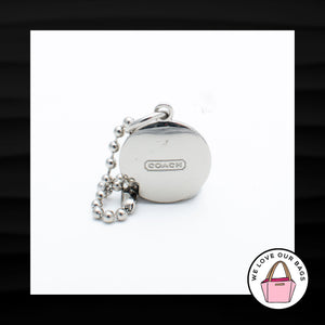 COACH EMBOSSED ROUND SILVER NICKEL METAL DISC KEY FOB CHARM KEYCHAIN HANG TAG