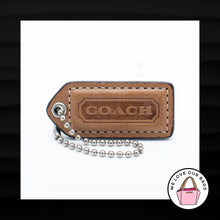 Load image into Gallery viewer, 2&quot; Medium COACH BROWN LEATHER NICKEL KEY FOB BAG CHARM KEYCHAIN HANG TAG
