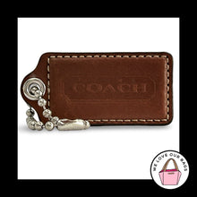 Load image into Gallery viewer, COACH HANG TAG 2.5" Whiskey Brown Leather Bag Charm Keychain Fob Nickel Large
