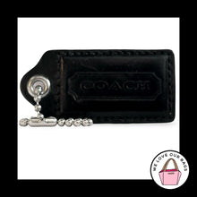 Load image into Gallery viewer, COACH HANG TAG 2.5" Black Smooth Leather Bag Charm Keychain Fob Nickel Large
