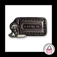 Load image into Gallery viewer, COACH POPPY HANG TAG 1.5" Silver Mirrored Leather Bag Charm Keychain Fob Small
