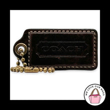 Load image into Gallery viewer, COACH HANG TAG 2.5" Brown Leather Bag Charm Keychain Fob Antique Brass Large
