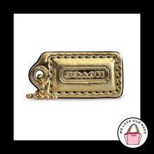 Load image into Gallery viewer, COACH POPPY HANG TAG 1.5" Gold Mirrored Leather Bag Charm Keychain Fob Small
