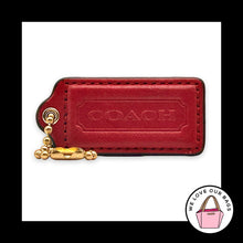 Load image into Gallery viewer, COACH HANG TAG 2.25" Red Bag Charm Keychain Fob Leather Brass Large

