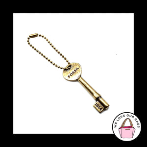 FOSSIL Medium Gold Brass Metal Key on Ball Chain Fob Bag Charm Keychain Hang Tag