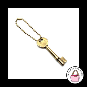 FOSSIL Medium Gold Brass Metal Key on Ball Chain Fob Bag Charm Keychain Hang Tag