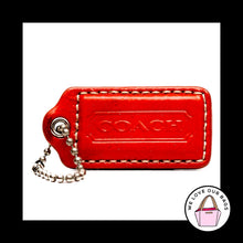 Load image into Gallery viewer, 2&quot; Medium COACH ORANGE Patent Leather Key Fob Bag Charm Keychain Hang Tag
