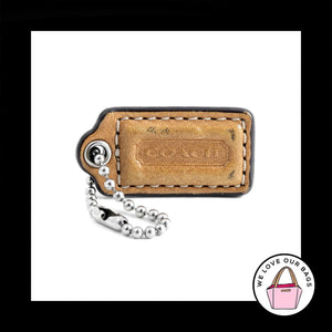 1.5" Small COACH Tabac Brown LEATHER Nickel Key Fob Bag Charm Keychain Hang Tag