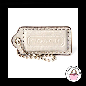 2" Medium COACH GRAY LEATHER Nickel Key Fob Bag Charm Keychain Hang Tag