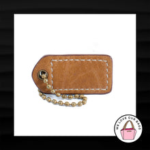 Load image into Gallery viewer, 1.5&quot; COACH BEIGE SUEDE BROWN LEATHER BRASS FOB CHARM KEYCHAIN HANG TAG WRISTLET
