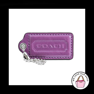 2.5" Large COACH Purple PATENT LEATHER Nickel Fob Bag Charm Keychain Hang Tag