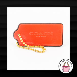 2.25" COACH NEW YORK RED PATENT LEATHER BRASS KEYFOB BAG CHARM KEYCHAIN HANG TAG