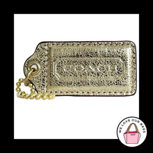 Load image into Gallery viewer, COACH POPPY HANGTAG 2.5" Gold Crackle Leather Bag Charm Keychain Fob Brass Large
