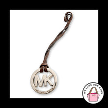 Load image into Gallery viewer, MICHAEL KORS Bag Charm Hang Tag Brown Leather Strap Silver Nickel Keychain Fob
