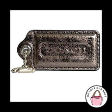 Load image into Gallery viewer, COACH POPPY HANG TAG 2.5" Gray Bronze Crackle Leather Bag Charm Keychain Fob
