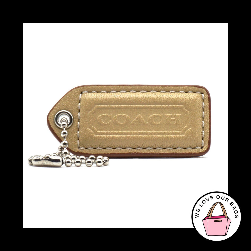 2 Y2K VINTAGE COACH Sand Tan Light Brown Leather Fob Bag Charm Keychain Hang Tag