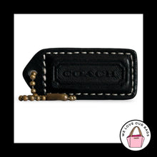 Load image into Gallery viewer, COACH Y2K VINTAGE Hang Tag 2" Black Leather Antique Brass Bag Charm Keychain Fob

