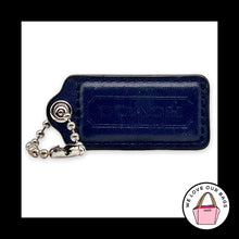Load image into Gallery viewer, COACH HANG TAG 2.25" Blue Leather Bag Charm Keychain Fob Nickel Large
