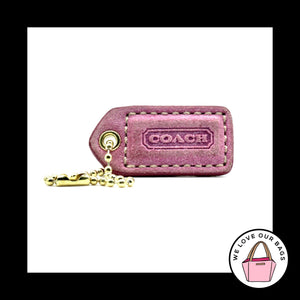 1.5" Small VINTAGE COACH Pink Suede Leather Brass Fob Bag Charm Keychain HangTag