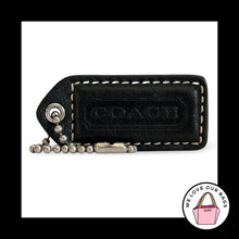 Load image into Gallery viewer, COACH Y2K VINTAGE Hang Tag 2" Black Leather Bag Charm Keychain Fob Nickel Medium

