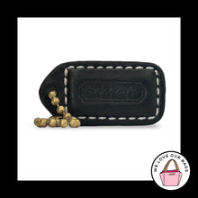 Load image into Gallery viewer, COACH Y2K VINTAGE Hang Tag 1.5" Black Leather Brass Bag Charm Keychain Fob Small

