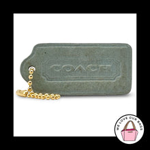 Load image into Gallery viewer, COACH VINTAGE Sonoma Hang Tag Bag Charm Keychain Fob Aqua Sea Blue Leather Brass
