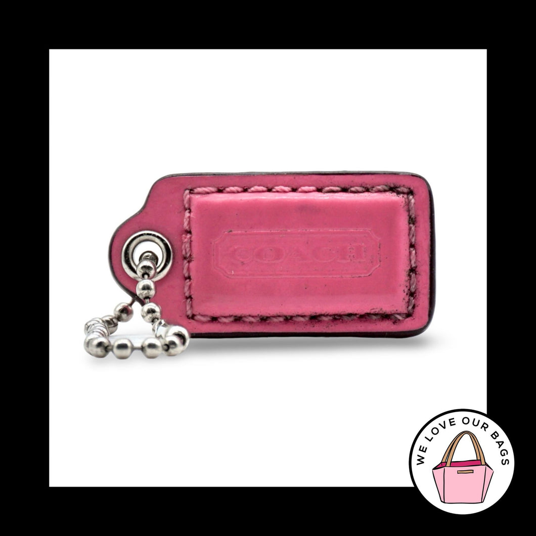 1.5 Small COACH Cherry Barbie Pink Patent Leather Fob Bag Charm Keychain HangTag