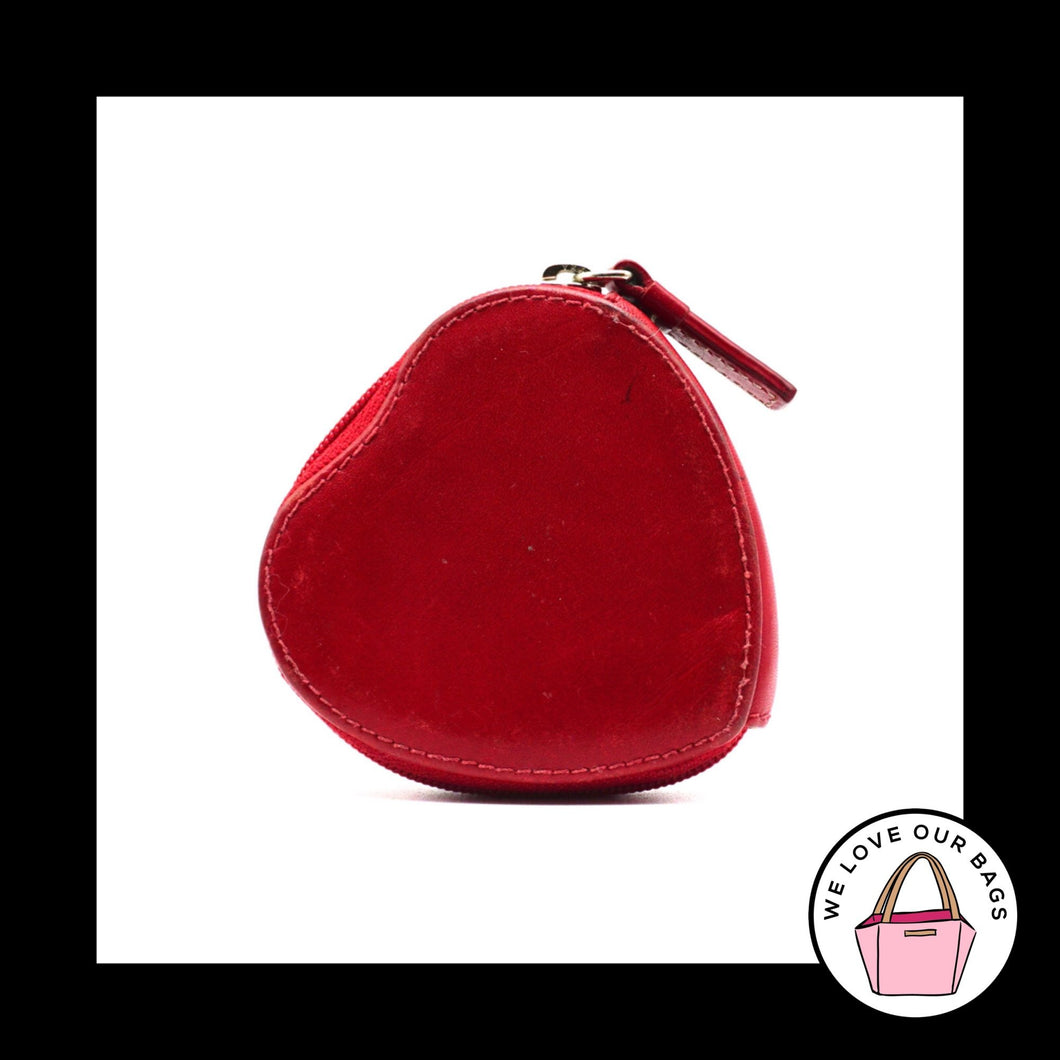 Rare VINTAGE COACH HEART Red Glovetanned LEATHER Zippered Coin Purse Case Wallet