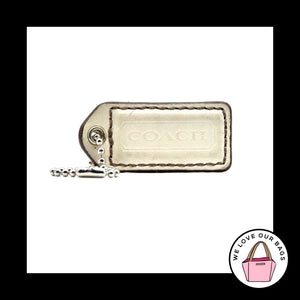 2" Y2K VINTAGE COACH Chalk White Leather Nickel Fob Bag Charm Keychain Hang Tag