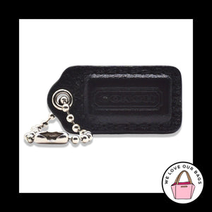 1.5" Small COACH Black Smooth Leather Nickel Key Fob Bag Charm Keychain Hang Tag