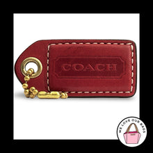 Load image into Gallery viewer, COACH Y2K VINTAGE Hang Tag 2.5" Red Leather Bag Charm Keychain Fob Brass Large
