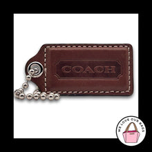 Load image into Gallery viewer, COACH HANG TAG Bag Charm Keychain Fob Walnut Brown Leather Nickel 2.5" Large
