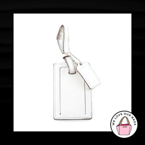 COACH LUGGAGE ID White Leather Strap & Hang Tag Nickel Fob Bag Charm Keychain