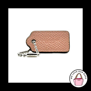 1.5" COACH NEW YORK Pink Pebbled Leather Nickel Fob Bag Charm Keychain Hang Tag