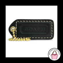 Load image into Gallery viewer, COACH Y2K VINTAGE Hang Tag 2" Black Leather Bag Charm Keychain Fob Brass Medium
