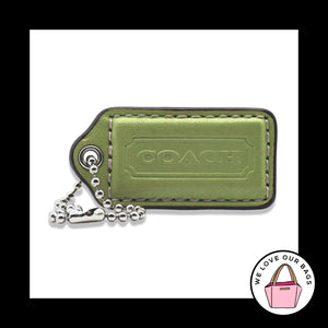 2" Medium COACH Apple Green Leather Nickel Key Fob Bag Charm Keychain Hang Tag