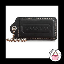 Load image into Gallery viewer, XL COACH HANGTAG 3" Black Smooth Leather Bag Charm Keychain Fob Nickel X-Large
