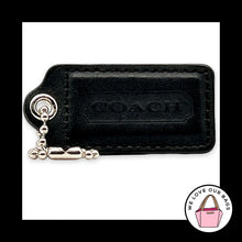 Load image into Gallery viewer, COACH HANG TAG 2.5" Black Smooth Leather Bag Charm Keychain Fob Nickel Large
