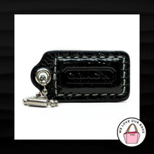 Load image into Gallery viewer, COACH HANG TAG 1.5" Bag Charm Keychain Fob Black Patent Leather Nickel Small
