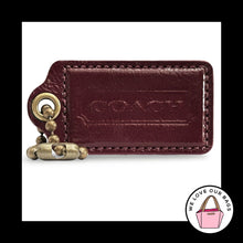 Load image into Gallery viewer, Rare XL COACH HANGTAG 3" Burgundy Red Patent Leather Bag Charm Fob Antique Brass
