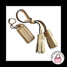 Load image into Gallery viewer, 2 Lot VINTAGE Y2K COACH Chalk Off White Leather Tassel Hang Tag Bag Charm Fob
