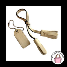 Load image into Gallery viewer, 2 Lot VINTAGE Y2K COACH Chalk Off White Leather Tassel Hang Tag Bag Charm Fob
