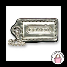 Load image into Gallery viewer, Poppy COACH HANG TAG 1.5" Silver Bag Charm Keychain Fob Mirrored Leather Small
