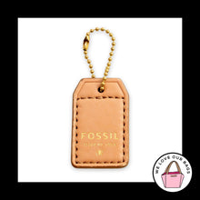 Load image into Gallery viewer, Y2K Vintage FOSSIL 1954 Saddle Brown Leather Bag Charm Hang Tag Keychain Key Fob
