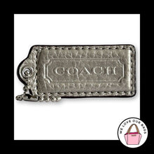 Load image into Gallery viewer, COACH HANG TAG 2.25" Platinum Metallic Leather Bag Charm Keychain Fob Large
