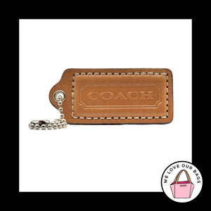 2.25" Medium COACH Saddle Brown Leather Nickel Fob Bag Charm Keychain Hang Tag
