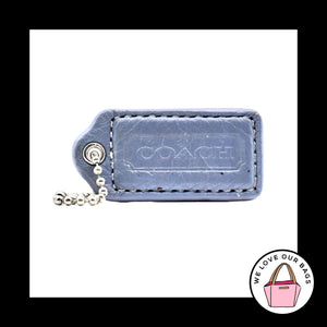 2" Medium COACH Periwinkle Blue Leather Nickel Fob Bag Charm Keychain Hang Tag