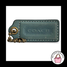 Load image into Gallery viewer, COACH Y2K VINTAGE Hang Tag Blue Green &amp; Navy Leather Bag Charm Fob Antique Brass
